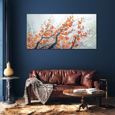 A floral explosion in shades of orange Wall art on glass