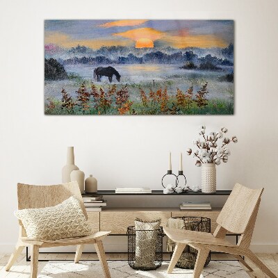 A quiet morning by the lake Glass art print