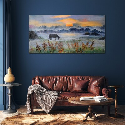 A quiet morning by the lake Glass art print