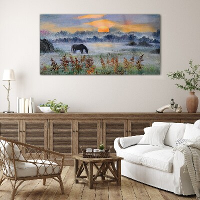 A quiet morning by the lake Glass art print