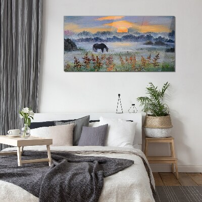 A quiet morning by the lake Glass art print