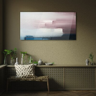 Abstract landscape in pastel shades Wall art on glass
