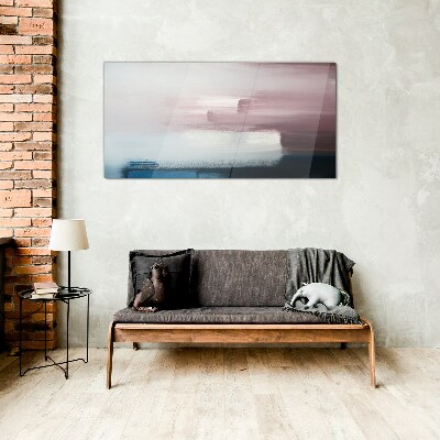 Abstract landscape in pastel shades Wall art on glass