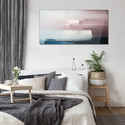 Abstract landscape in pastel shades Wall art on glass