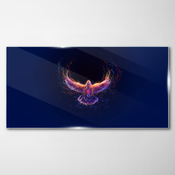 Bird on Fire Wall art on glass