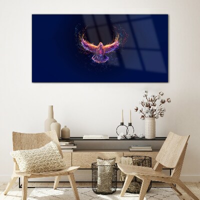Bird on Fire Wall art on glass