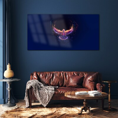Bird on Fire Wall art on glass