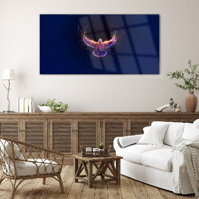 Bird on Fire Wall art on glass