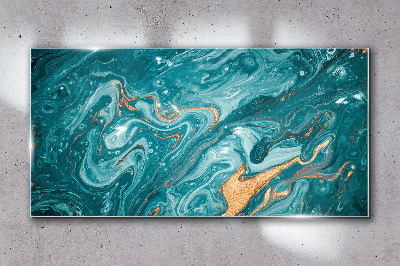 Ocean waves with copper accents Glass art print