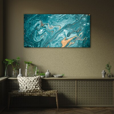 Ocean waves with copper accents Glass art print