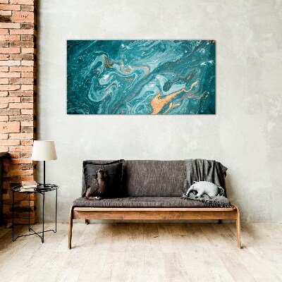 Ocean waves with copper accents Glass art print