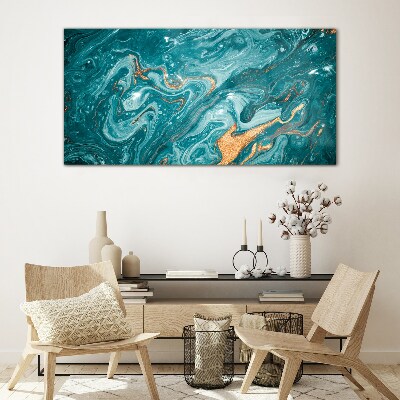 Ocean waves with copper accents Glass art print