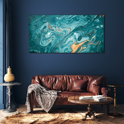 Ocean waves with copper accents Glass art print