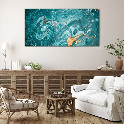 Ocean waves with copper accents Glass art print