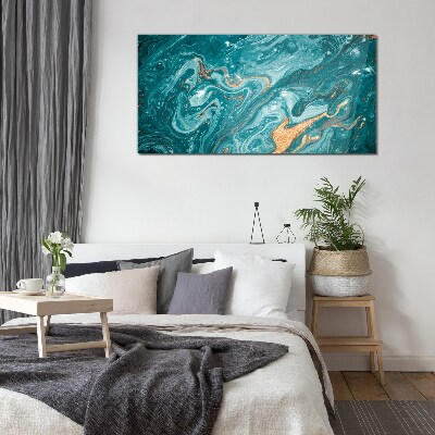 Ocean waves with copper accents Glass art print