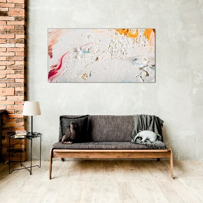 Abstract composition of colors and textures Wall art on glass