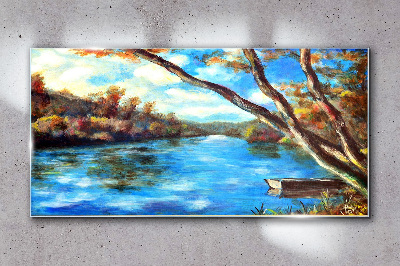 A peaceful landscape by the river Wall art on glass