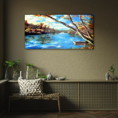 A peaceful landscape by the river Wall art on glass