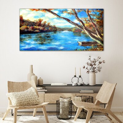 A peaceful landscape by the river Wall art on glass