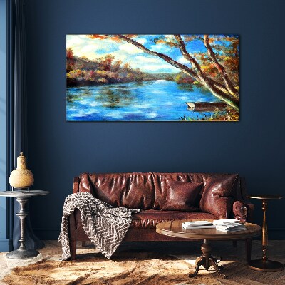 A peaceful landscape by the river Wall art on glass