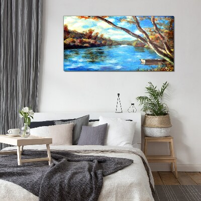 A peaceful landscape by the river Wall art on glass