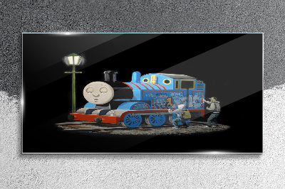 Thomas and friends at night Wall art on glass