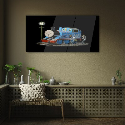 Thomas and friends at night Wall art on glass