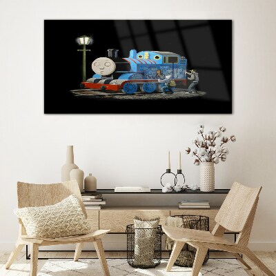 Thomas and friends at night Wall art on glass