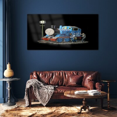 Thomas and friends at night Wall art on glass