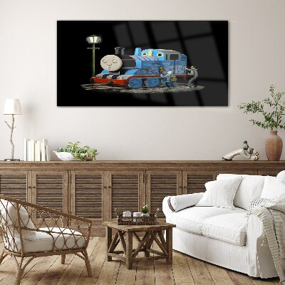 Thomas and friends at night Wall art on glass