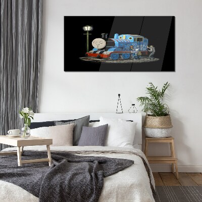 Thomas and friends at night Wall art on glass