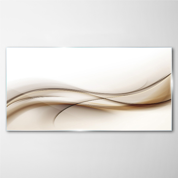 Delicate waves in shades of beige Glass art print