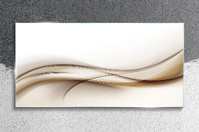 Delicate waves in shades of beige Glass art print