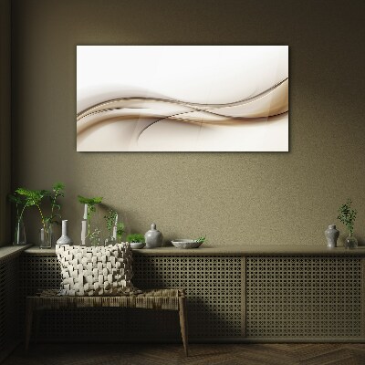 Delicate waves in shades of beige Glass art print