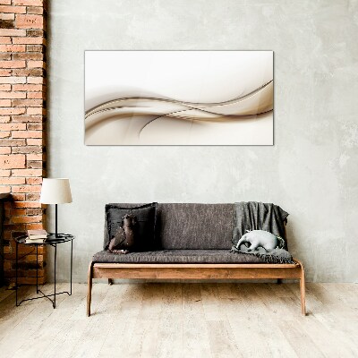Delicate waves in shades of beige Glass art print