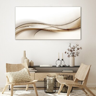 Delicate waves in shades of beige Glass art print
