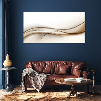 Delicate waves in shades of beige Glass art print