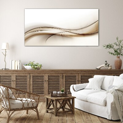 Delicate waves in shades of beige Glass art print