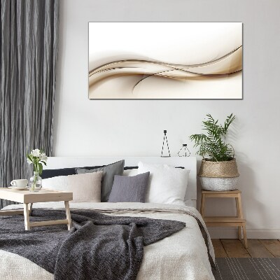 Delicate waves in shades of beige Glass art print