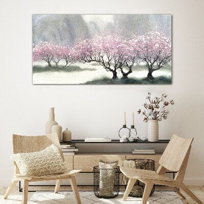 Spring blooming Glass art print