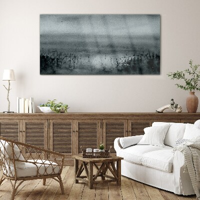 Gray-rocky misty landscape Wall art on glass