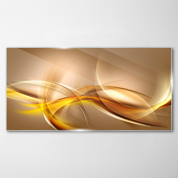 Golden waves of abstraction Wall art on glass