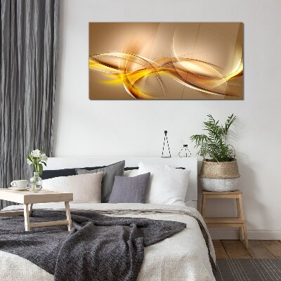 Golden waves of abstraction Wall art on glass