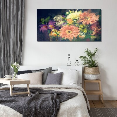 Floral explosion of colors Wall art on glass