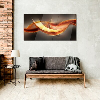 Dynamic waves of warm colors Glass art print