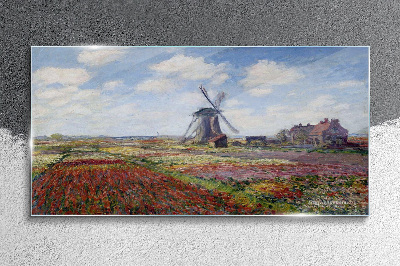 Landscape with a windmill Glass art print