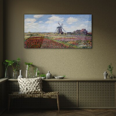 Landscape with a windmill Glass art print