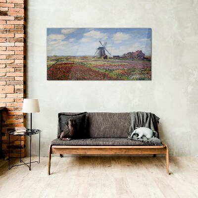 Landscape with a windmill Glass art print