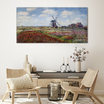 Landscape with a windmill Glass art print