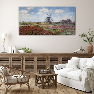 Landscape with a windmill Glass art print